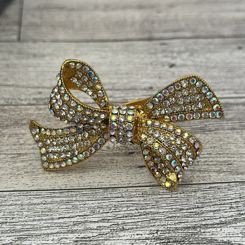 Elegant Gold rhinestone sparkling bow napkin rings set of 4 new